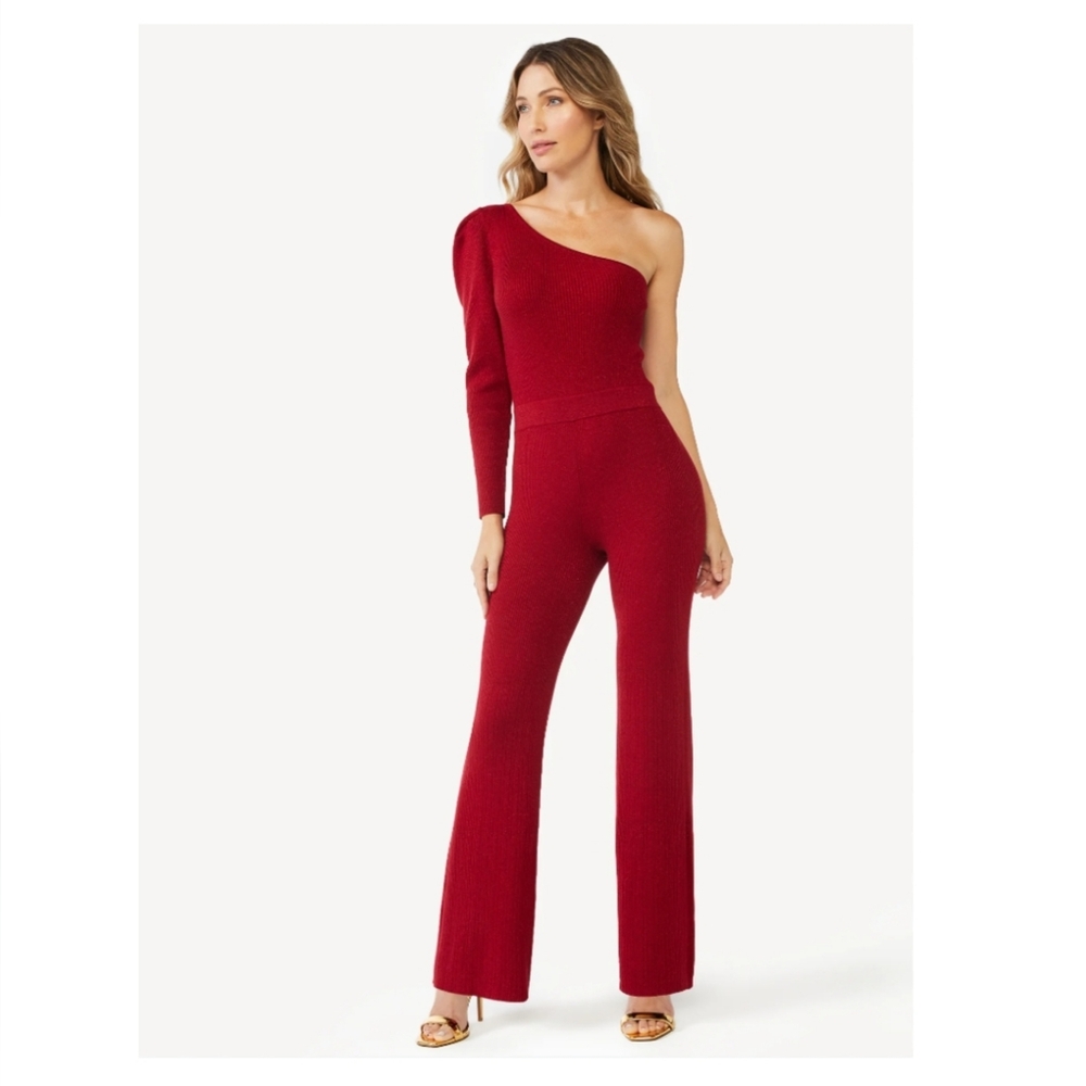 Sofia Jeans Shimmer One Shoulder Jumpsuit for Women by Sofia Vergara